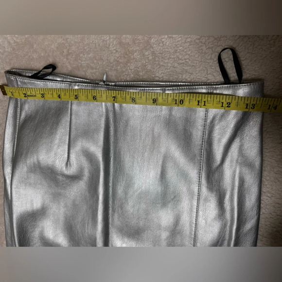 FOREVER 21 SILVER LEATHER MIDI SKIRT SizeXS - Picture 10 of 11